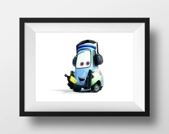 Digital Download Cars 2 Guido Grand Prix Poster Art Nursery Print, Disney Pixar Cars 2 Nursery Art Boys Room - 8x10 or 11x14.