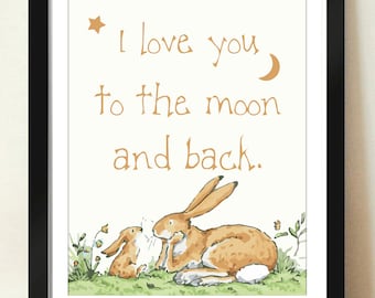 Digital Download I Love You To The Moon and Back Quote Art 8x10 - 11x14