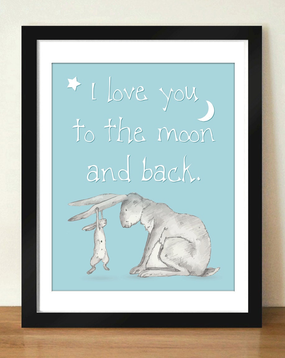 Digital Download Illustrated Hand Drawn Look I Love You to the Moon and ...