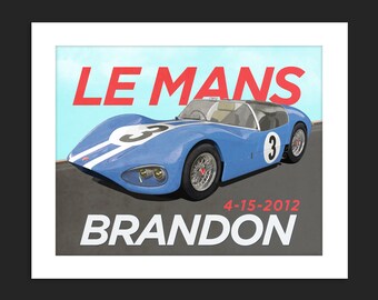 Digital Download Vintage Le Mans Grand Prix Race Car Grand Prix Personalized Poster Art Print Boys Room - 8x10 or 11x14.