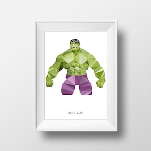 Digital Download Hulk Geometric Abstract Superhero Poster Print Art - Boys Room - 8x10, 11x14 Iron Man Superhero Print