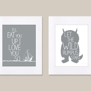 Digital Download Set of 2 Where the Wild Things Are Let the Wild Rumpus Nursery Art kids, Let The Wild Rumpus Start - 8x10 or 11x14