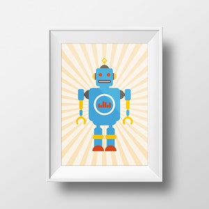 Retro Robot Art Print Boys Room Decor Vintage 1950's Bold | Etsy