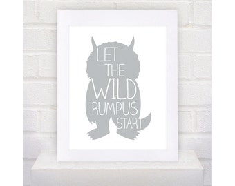 Where the Wild Things Are Nursery Art print Print kids, Let The Wild Rumpus Start - 8x10 or 11x14