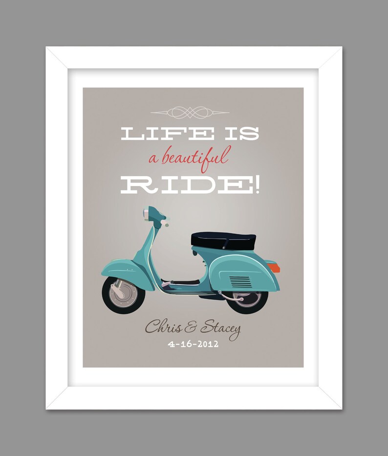 Vespa Tan Color Life is a Beautiful Ride Personalized Wedding Etsy