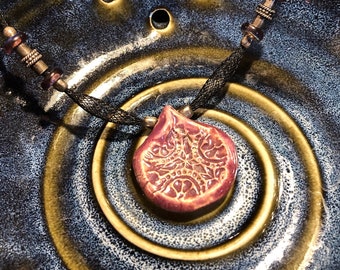 Mulberry Lace Ceramic Teardrop Pendant