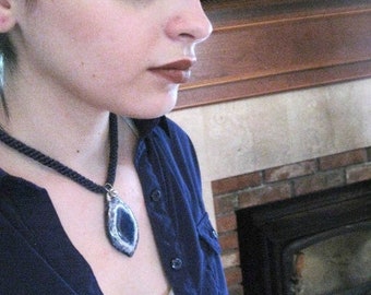 Cobalt Blue Teardrop Shaped Ceramic Pendant