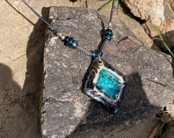 Diamond in the Rough Turquoise and Black Lustre Pendant
