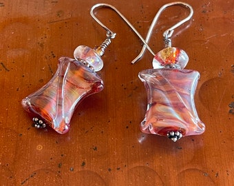 Earth Tone Handmade Lampwork Glass Earrings on Sterling Silver Earwires