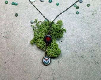 Collar colgante de flor de tulipán rojo, joyería de flores