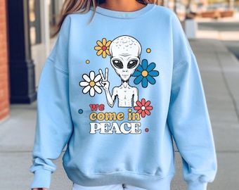 Alien Sweatshirt - Alien Shirt - UFO Shirt - Alien Gift - Hippie Sweatshirt - Retro jaren '70 Shirt