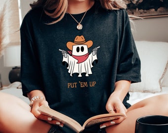 Zet ze op Halloween Shirt - Western Halloween Shirt - Ghost Halloween Shirt - Western Cowboy Ghost Shirt