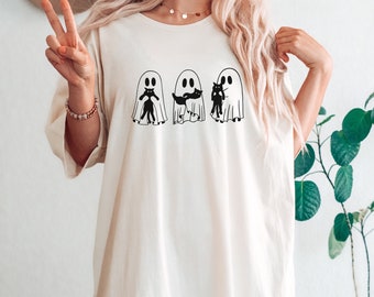 Ghost Cat Shirt - Grappig Halloween Shirt - Schattig Ghost Shirt - Cat Halloween Shirt - Vintage Halloween Tee - Leuke Halloween Top
