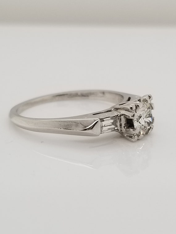 Platinum three stone Antique Diamond Ring with Ba… - image 2