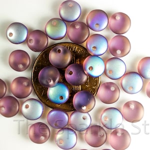 Matte Amethyst AB Lentil Beads, 6mm with Top Hole, 50 Beads  (#IB015)