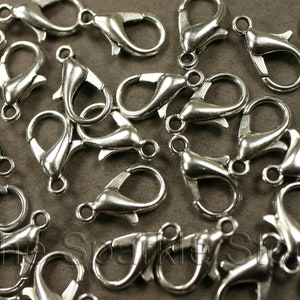 Silver lobster clasp, zinc alloy silver plated, 6mm x 12mm, made in Europe, high quality clasp, (06-2005B), choice of quantity