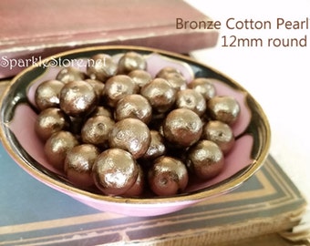 12mm Cotton pearl beads  Bronze, vintage style newly manufactured compressed bronze cotton pearls, imported directly from Japan, 10 beads