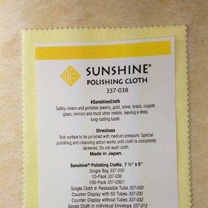 Large Size Sunshine polishing cloth, standard yellow cloth, large 7.5&quot; x 5&quot; in resealable bag