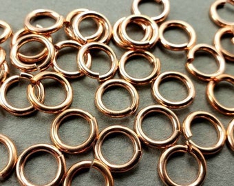 14ga copper jump rings, 1/4" (6.5mm) inside diameter, 9.8mm outside, 14 gauge, heavy jump rings, thick rings, saw cut, #06-1001A, 20pc