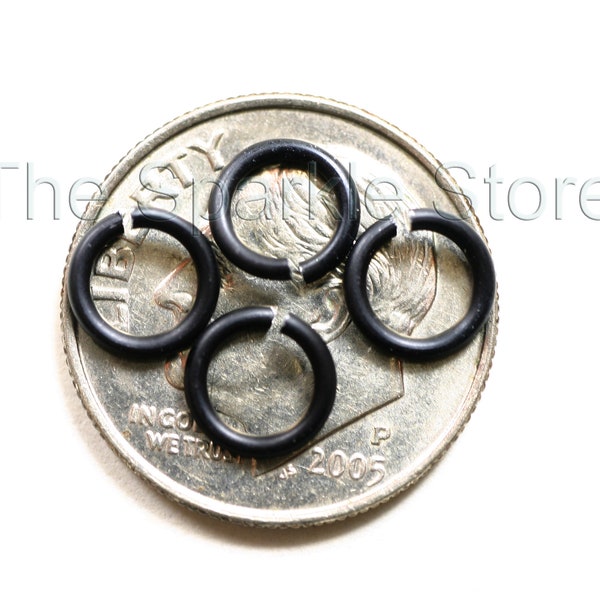 18ga matte black jump rings, 6.2mm OD, 4.2mm ID (5/32"), anodized aluminum matte black rings, 18 gauge wire, (#06-1007B) 100 rings