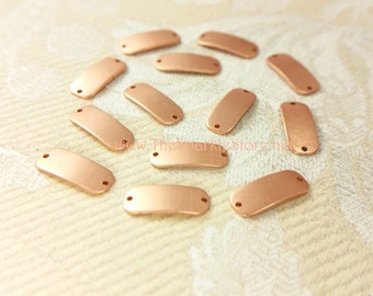 Tiny little copper tags, approx. 12.3mm x 4.9mm - 2 holes fit 22 gauge wire or smaller - tiny copper stamping blanks, (#15-1005A) 10 pcs