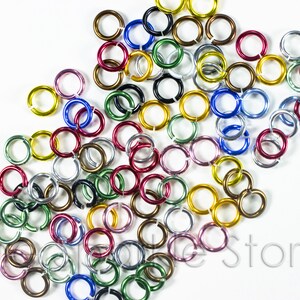 18ga mixed colors rings, 6.2mm OD, 4.2mm ID (5/32"), anodized aluminum mixed color jump rings, 18 gauge wire, (06-2010A), 100 rings