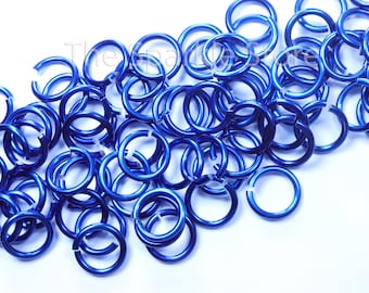100 18ga dark blue jump rings, 6.2mm OD, 4.2mm ID (5/32"), anodized aluminum navy blue rings, 18 gauge wire, (#06-2009B), 100 rings