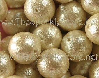 12mm Ivory Cotton Pearls, Vintage Style Beads (10 beads)