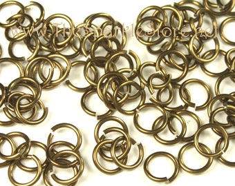 100 18ga bronze jump rings, 7mm OD, 5mm ID, anodized aluminum bronze rings, 18 gauge wire, (06-2003A)