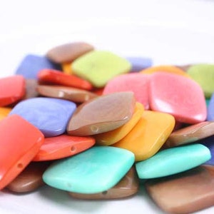 Tagua Beads, Vegetable Ivory, Eco-friendly Rainforest Beads, Sustainable & Organic Palm Ivory, 20mm square beads, random mix of 5 beads