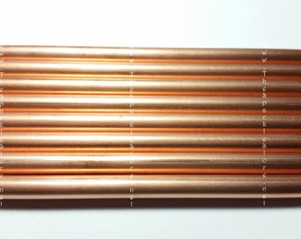 Copper tubing, seamless, hard copper Tube 12" long 1/4" diameter, USA copper