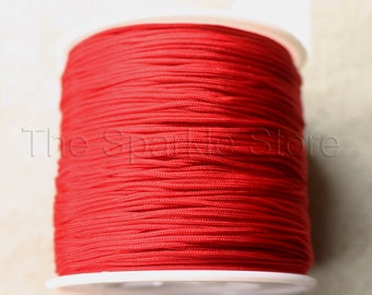 Braided nylon macrame kumihimo cord .80mm, Chinese knot cord, knotting thread, 5 meters red knot tying string  (#08-1001B)