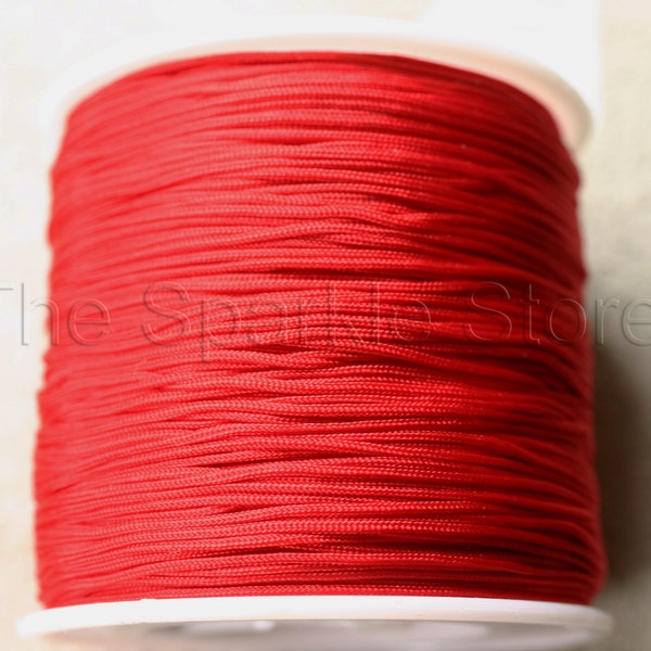 Cordon kumihimo en macramé en nylon tressé .80mm, cordon de noeud chinois, fil de nouage, corde d'attache de noeud rouge de 95 mètres (#08-1001B)