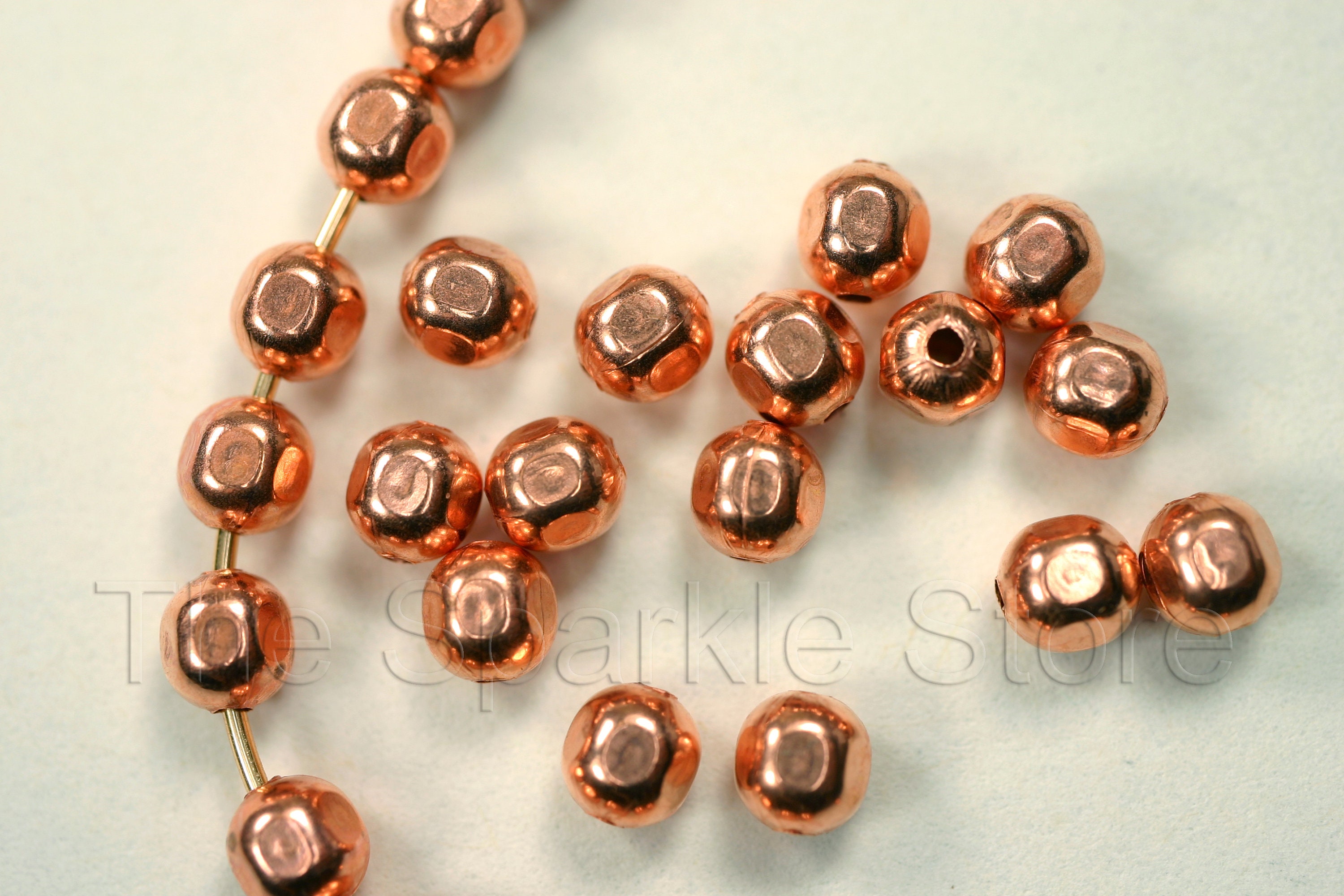 Faceted and Sparkly Solid Copper Beads, Small 3.5mm X 4mm Beads, Made in  the USA, Fits Onto 20 Gauge or Finer Wire, 100 Beads 04-1004A 