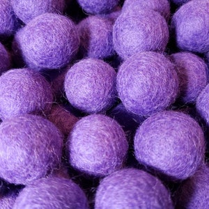 Wool Felt Balls, 2cm diameter, Royal Purple, hand made Felted Sheep&#39;s Wool