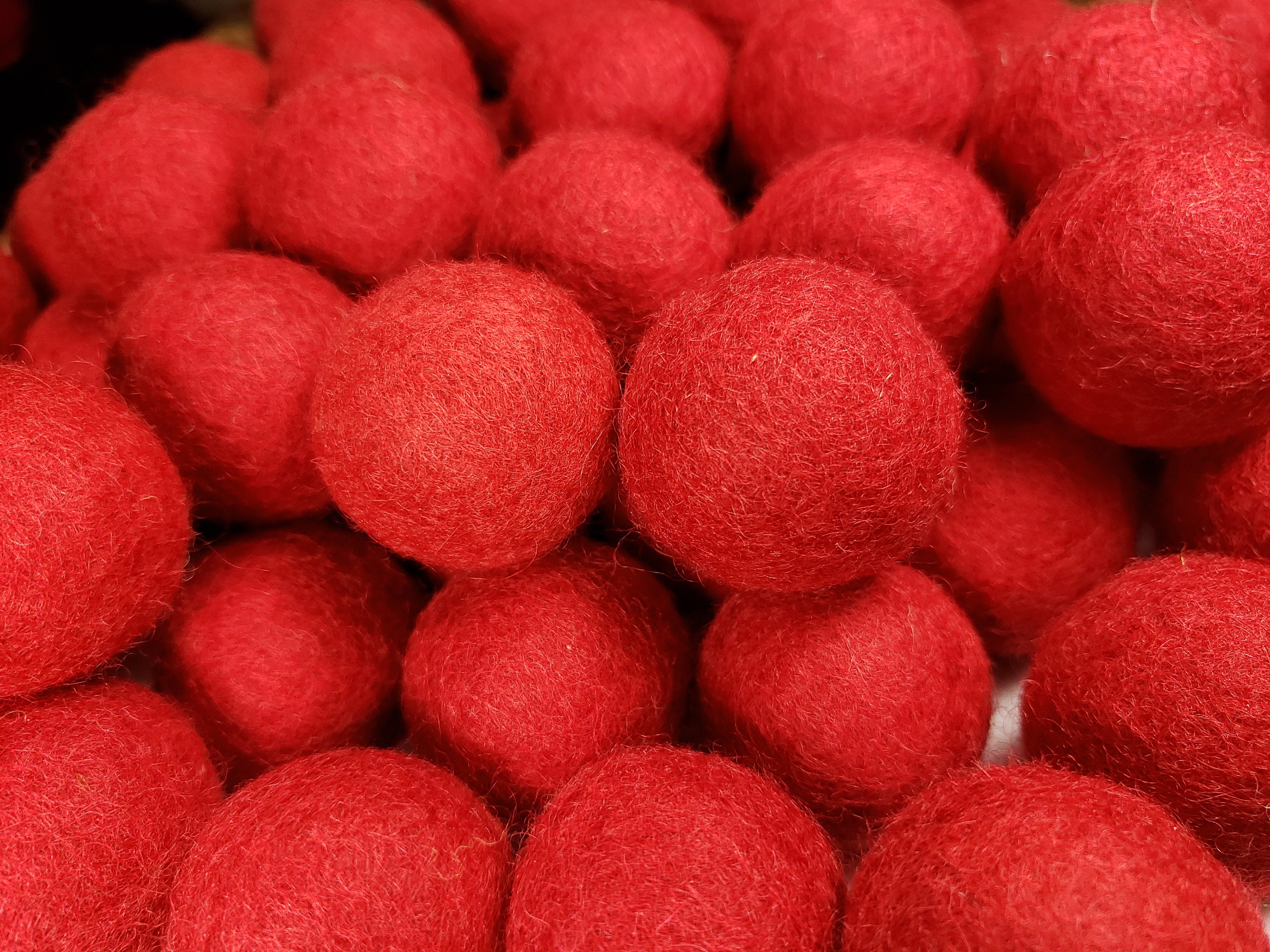 Wool Felt Balls, 3cm diameter, Red, hand made Felted Sheep's Wool