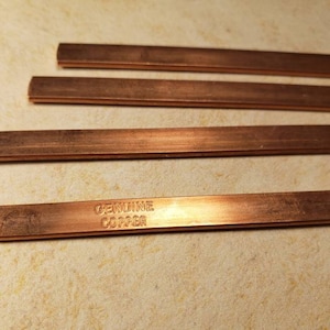 Brazaletes en blanco, cobre macizo, troquelado en bruto para estilo brazalete, ideal para estampar, 5,75" de largo, 0,25" de ancho, 1,6 mm de espesor