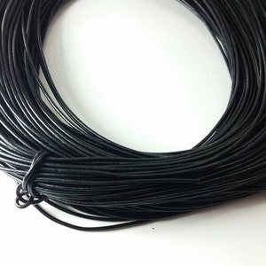 Leather cord, 1.5mm round, black, High Quality Greek leather cord, Super Fine quality, 10 feet precut