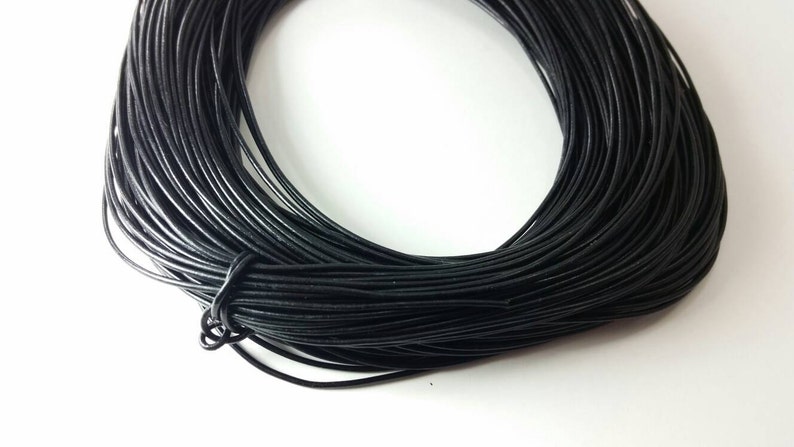 fine quality 2.0mm round Leather cord 10 feet precut genuine Greek made leather cord black