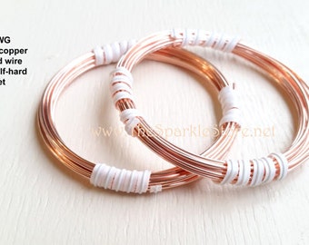 16ga half-hard round copper wire, 10 feet, USA #110 copper, raw bare uncoated wire, #2 copper wire half hard, springy wire, 10'