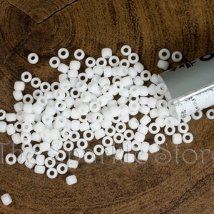 Opaque Frosted White TOHO 8/0 beads, approx. 8.9 grams, made in Japan, 2.5&quot; tube, 1mm hole, Color# TR-08-41/F/c