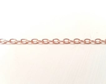 Solid copper chain, 3.8mm x 5.4mm cable style, .84mm wire diameter, by the foot (#COPC070)