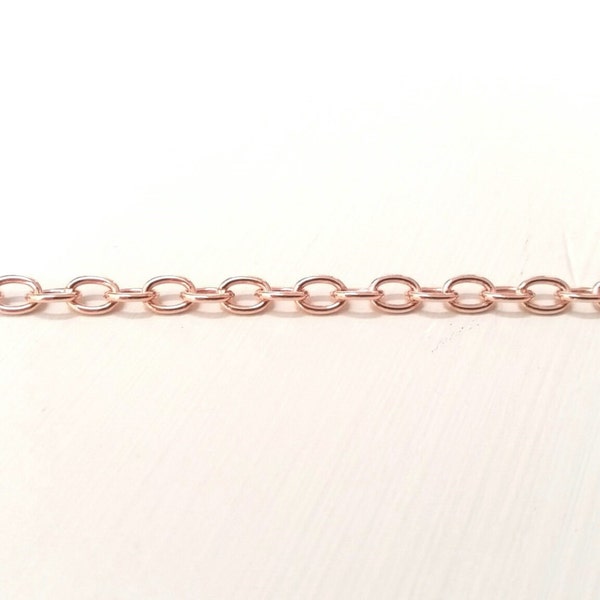 Solid copper chain, 3.8mm x 5.4mm cable style, .84mm wire diameter, by the foot (#COPC070)