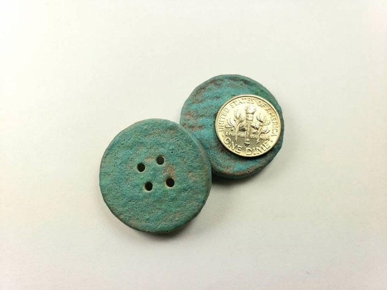 Large Ceramic Buttons 2 Large Ceramic Buttons, Grungy Old Copper Matte Glaze, Reversible ...