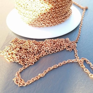 10&#39; Solid copper chain, 2 x 2.8mm cable style, .51mm wire diameter, fine solid copper cable chain, very pretty chain, 10&#39;