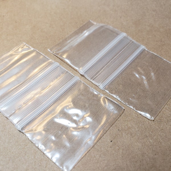 Tiny zipper bags, 1.5" x 1.0", 2 mil poly, seed storage, bags for tiny things, small rectangular zip lock bags, 100