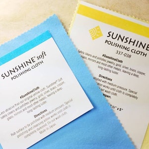 Large Size Sunshine Polishing Cloth Set, 2 standard size cloths in both Yellow and Blue, large 7.5&quot; x 5&quot; in resealable bag