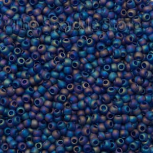 8/0 TOHO Transparent Rainbow Frosted Cobalt, size 8/0 seed beads, approx. 8.9 grams, 2.5&quot; tube, 1mm hole, Color# TR-08-87DF/c (19-2006C)