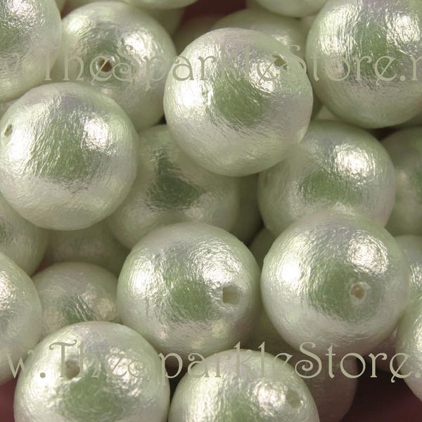 8mm rich white cotton pearl beads classic vintage style, newly manufactured Japanese compressed cotton pearls, 10 beads