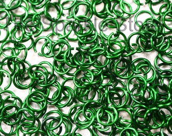 100 20ga dark green jump rings, 6.0mm OD, 4.2mm ID, anodized aluminum dark green rings, 20 gauge wire, (06-2006B)